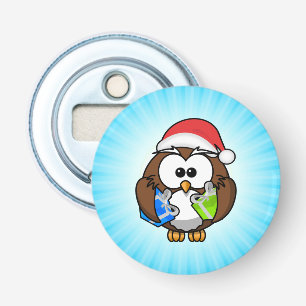 Christmas Owl Wearing Santa Hat-15840 Bottle Opener