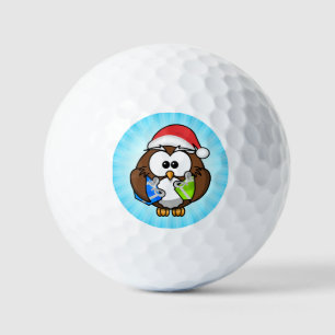 Christmas Owl Wearing Santa Hat-15840 Golf Balls