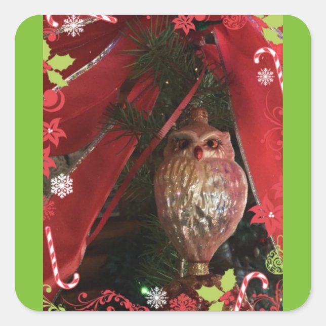 Christmas Owl Whooo? Sticker (Front)
