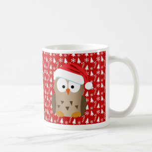 Christmas Owl with Santa Hat Coffee Mug
