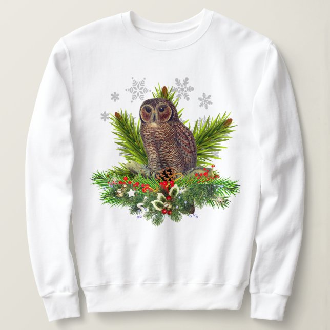 Christmas Owl with Snowflakes  Sweatshirt (Design Front)