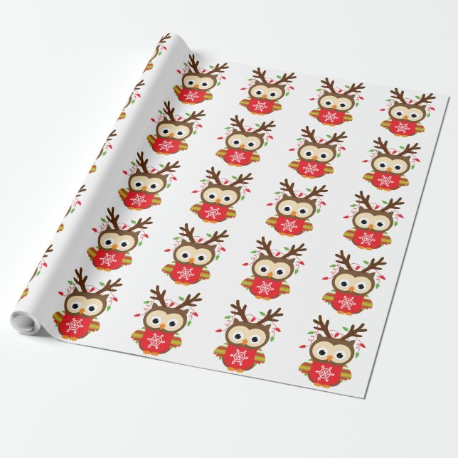 Christmas Owl Wrapping Paper (Unrolled)