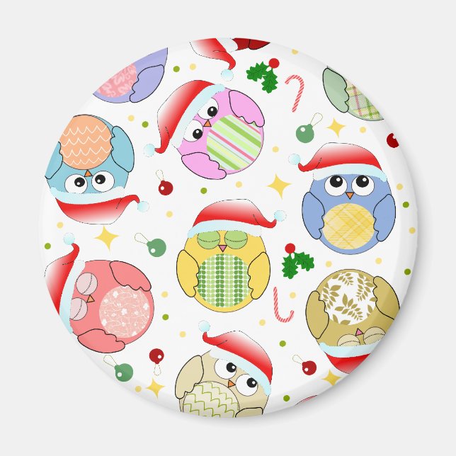 Christmas Owls Design Magnet (Front)