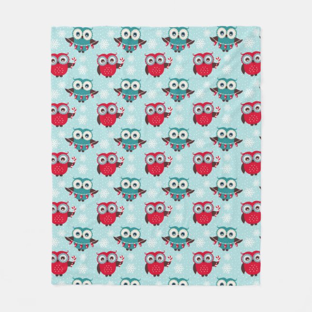 Christmas Owls Fleece Blanket (Front)