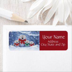 Christmas Owls in the Snow Cute Return Address Label