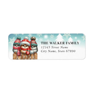 Christmas Owls Ornament Return Address Labels