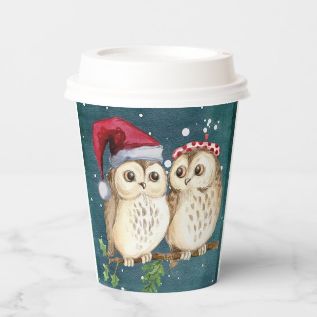 Christmas Owls Paper Cups (Front)