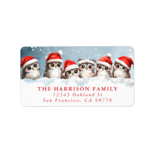 Christmas Owls Return Address Label