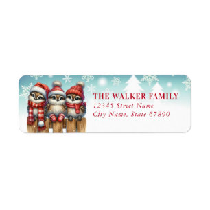 Christmas Owls Return Address Labels