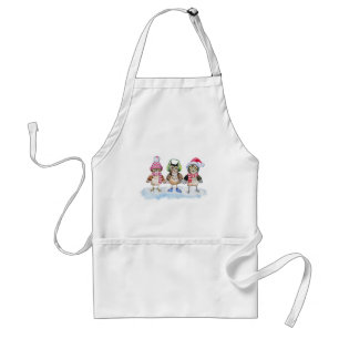Christmas owls watercolor art standard apron