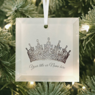 Christmas Pageant Crown  Glass Ornament