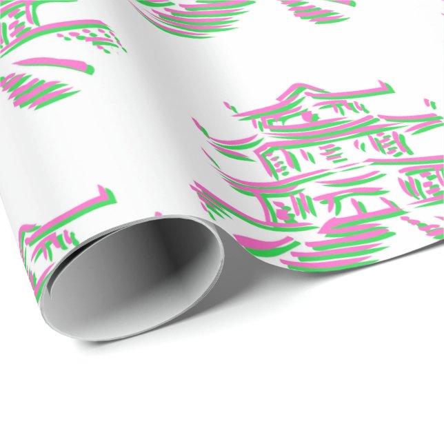 Christmas Pagoda Pagodas  gift Wrapping Paper (Roll Corner)