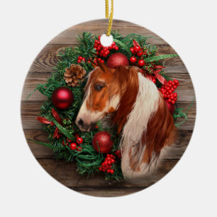 Christmas Paint Horse Ceramic Circle Ornament
