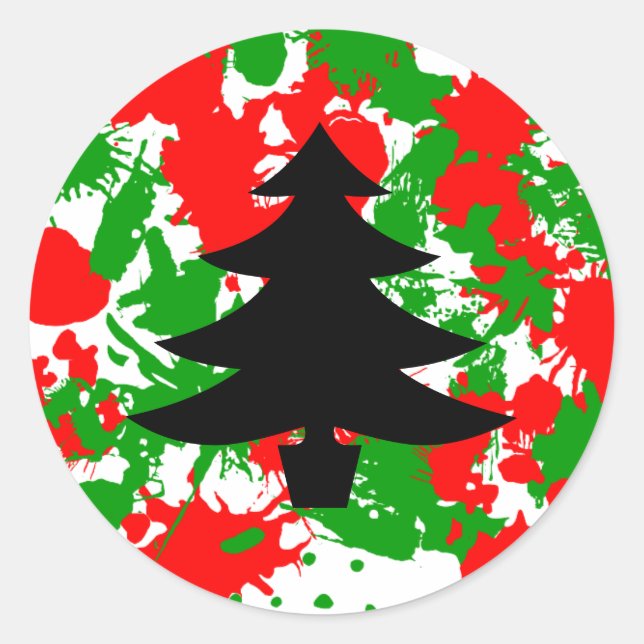 Christmas Paint Splatter Classic Round Sticker (Front)
