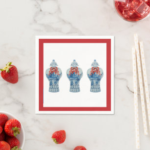 Christmas Painted Blue and White Ginger Jar Napkin