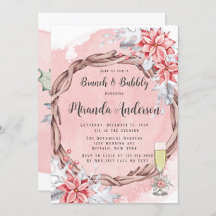 Christmas Painted Poinsettia Brunch & Bubbly Invitation