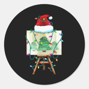 Christmas Painter Design _ Santa Xmas Paint Artist Classic Round Sticker