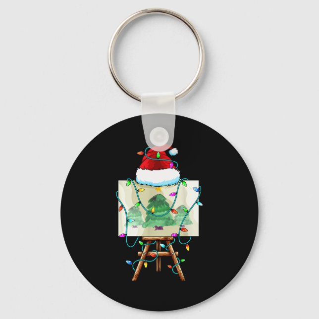 Christmas Painter Design _ Santa Xmas Paint Artist Key Ring (Front)