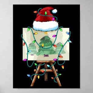Christmas Painter Design Santa Xmas Paint Artist Poster