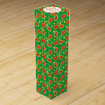 Christmas paisley green personalised wine box<br><div class="desc">Perfect for giving the gift of wine or spirits at Christmas time. Customise this seasonal paisley patterned box with your name or company name on the lid. Bright green,  cream,  red and yellow paisley star pattern designed by Sarah Trett.</div>