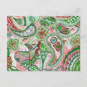 Christmas Paisley Post Card