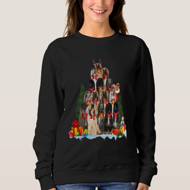 Christmas Pajama Afghan Hound Xmas Tree  Dog Dad M Sweatshirt (Front)