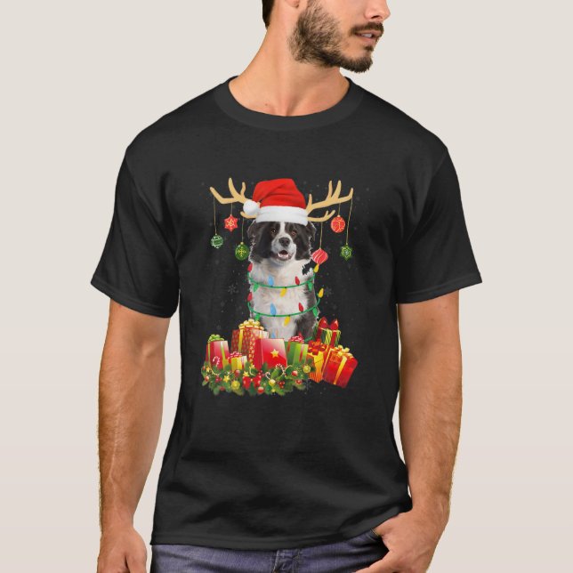 Christmas Pajama Border Collie Costume T-Shirt (Front)