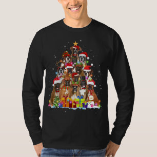 Christmas Pajama Boxer Tree Xmas Puppy Dog Dad Mum T-Shirt