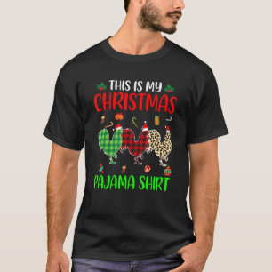 Christmas Pajama Chicken Animals Xmas Tree Lights T-Shirt