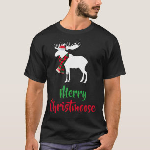 Christmas Pajama - Christmas Moose Santa Hat T-Shirt