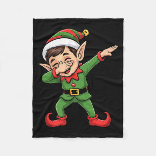 Christmas Pajama Dabbing Elf Kids Boys Girls Xmas  Fleece Blanket