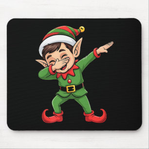 Christmas Pajama Dabbing Elf Kids Boys Girls Xmas Mouse Pad