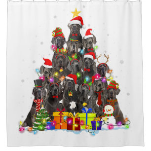 Christmas Pajama Dane Tree Xmas Dog Dad Mum  Shower Curtain