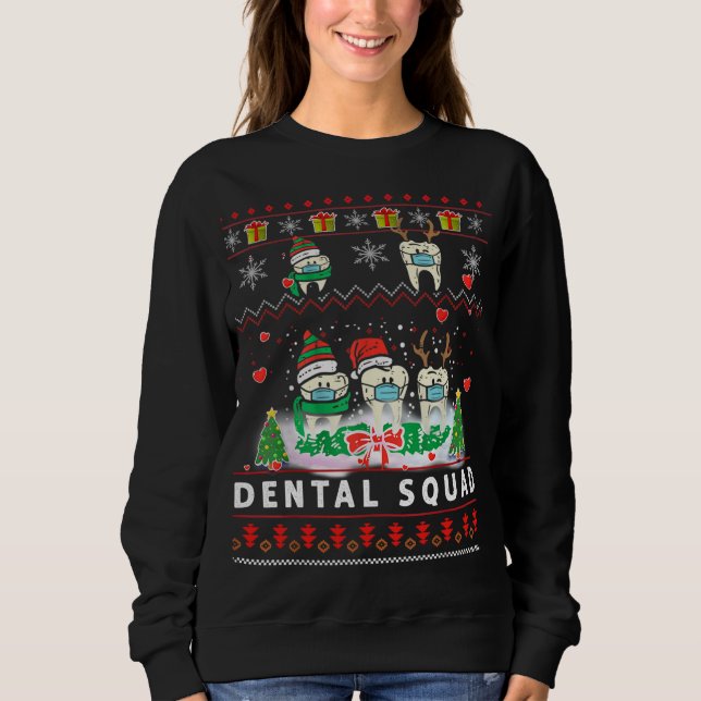 Christmas Pajama Dental Squad Teeth Ugly Christmas Sweatshirt (Front)