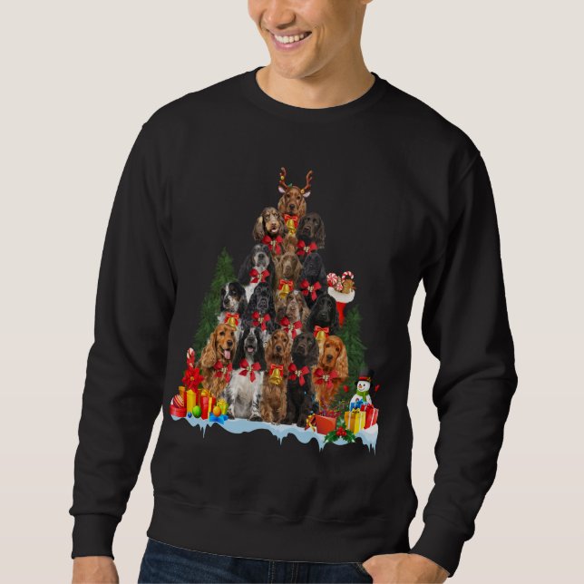 Christmas Pajama English Cocker Spaniel Xmas Tree  Sweatshirt (Front)