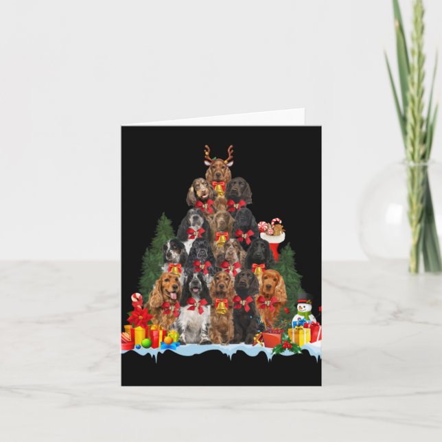 Christmas Pajama English Er Spaniel Xmas Tree T Sh Card (Front)