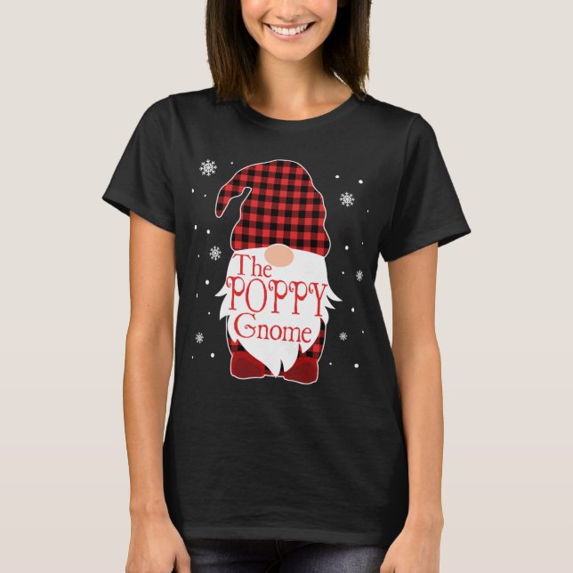 Christmas Pajama Family Gift Poppy Gnome Buffalo P T-Shirt (Front)