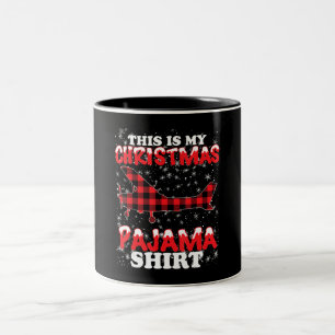 Christmas Pajama Funny Aviation Airplan Gift Two-Tone Coffee Mug