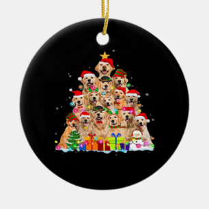 Christmas Pajama Golden Retriever Tree Xmas Gift D Ceramic Ornament