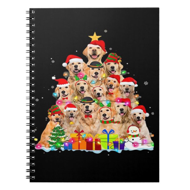 Christmas Pajama Golden Retriever Tree Xmas Gift D Notebook (Front)
