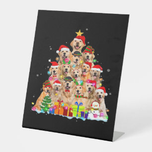 Christmas Pajama Golden Retriever Tree Xmas Gift D Pedestal Sign