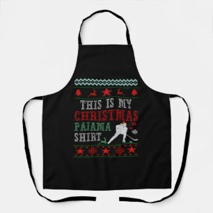 christmas pajama hockey apron