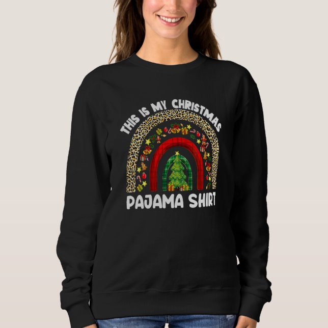 Christmas Pajama Leopard Rainbow Pyjamas Xmas Men  Sweatshirt (Front)
