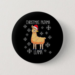Christmas Pajama Llama  6 Cm Round Badge