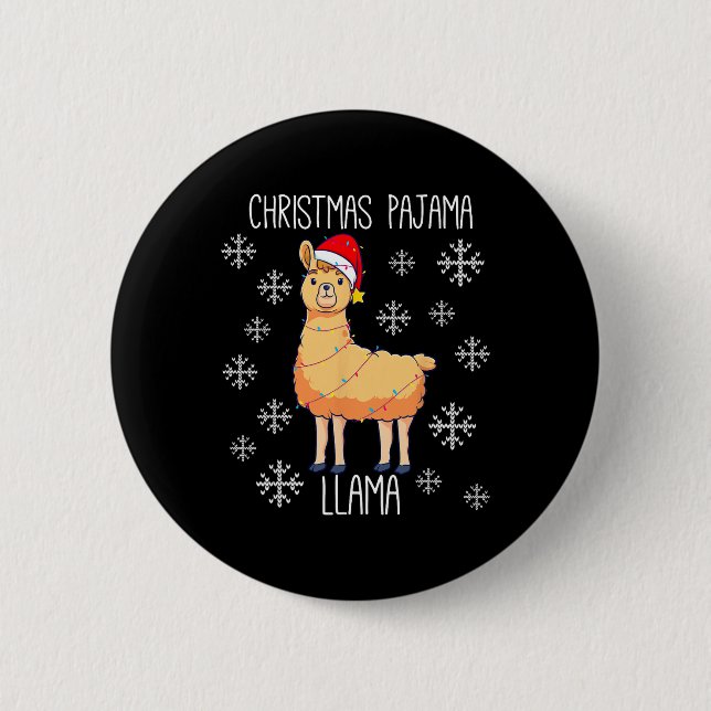 Christmas Pajama Llama  6 Cm Round Badge (Front)