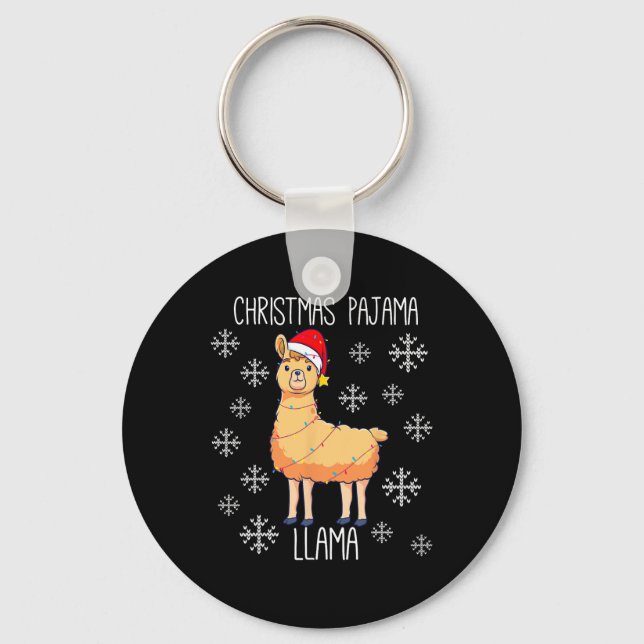 Christmas Pajama Llama  Key Ring (Front)