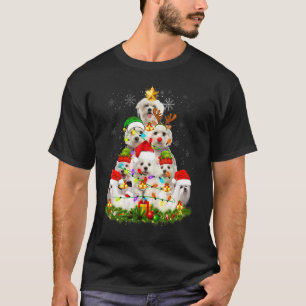 Christmas Pajama Maltese Tree Xmas Dog Dad Mum T-Shirt