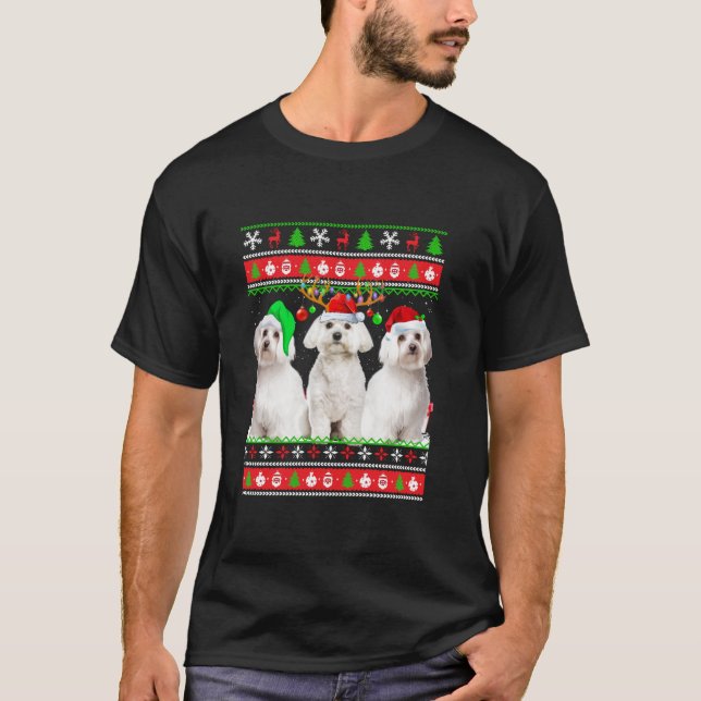 Christmas Pajama Maltese Tree Xmas Ugly Christmas  T-Shirt (Front)