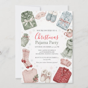Christmas Pajama Party Cosy Watercolor Pyjamas Invitation