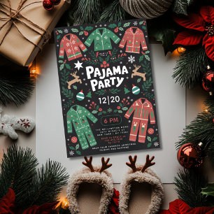 Christmas Pajama Party Cute Fun Kids Party Invitation